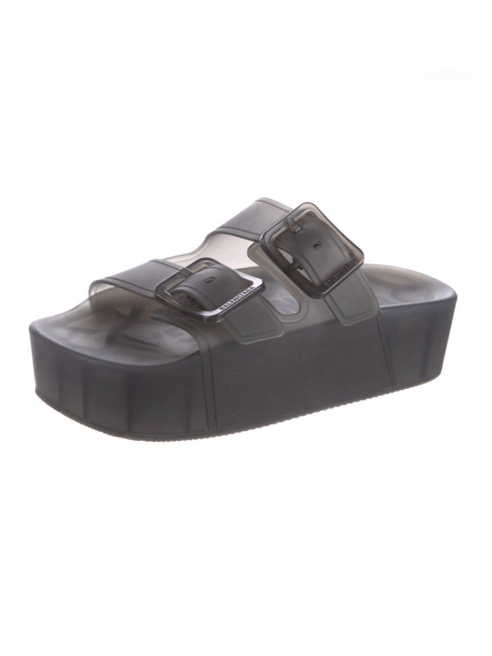 Balenciaga Black Semi-Transparent Double Buckle Platform Slide